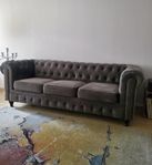 chesterfield lyx sammetsoffa 3-sits