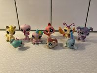 Littlest Pet Shop figurer, LPS set av 9 olika