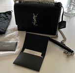 YSL Saint Laurent Sunset medium crocodile embossed leather