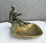 Original Sovjetisk brons skulptur Ryssland, USSR, Fiskare 