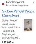 Taklampa Drops svart