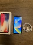 IPhone X 256gb 100% hälsa-Nyskick-Låda-Laddare