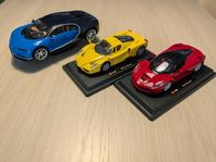 Bugatti Chiron 1:18,Ferrari Enzo & La Ferrari 1:24.Paketpris