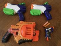 Tre NERF-modeller varav ett par vattenpistoler 