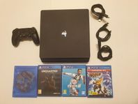 PS4 Slim 1T med 4 spel