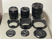 sony FE 35mm, 55mm, 16-35 f4