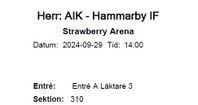 AIK-Hammarby, 1 biljett