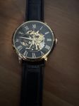 FORSINING Automatic Watch Hollow Skeleton Dial Leather Band