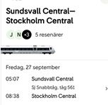 Tågbiljetter Sundsvall - Stockholm