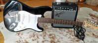 Fender Squier Stratocaster gitarr med förstärkare och väs