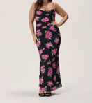 NY Adoore klänning Valence Slip Dress black flower