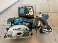 Makita cirkelsåg DHS680 + Skruvdragare BTD140 