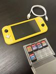 Nintendo switch lite gul + 5 spel 