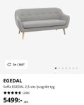 Soffa EGEDAL 2,5-sits ljusgrått