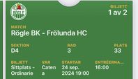 2 biljetter till Rögle-Frölunda 24/9