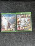 Xbox spel. Gta 5. Assasins creed odyssey. 