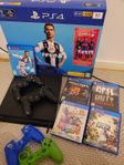 PlayStation 4 slim Fifa 19,1TB, 2 fjärrkontroller, skal m.m