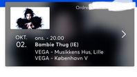 en biljett till Bumbie thugs konsert i Danmark (Vega)