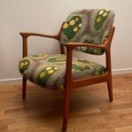 Vintage Teak Fåtölj Karmstol Domus Tyg Josef Frank “Catl