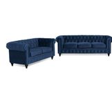 Chesterfield Lyx Soffgrupp 2-sits+3-sits Sammet