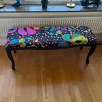 Vintage Långt Trä Pall Sittbänk Josef Frank Svart Teheran