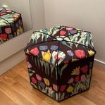 Vintage Sypall Pall &Förvaring Textil Josef Frank Tulpaner