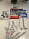 Wii konsol+2kontroller+3nunchuk+spel