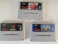 3 st SNES spel - Mortal Kombat 3, NBA Jam, Claymates