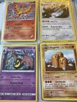 4 st pokemonkort Moltres, Bewear, Goureist, Dugtrio lv. 36