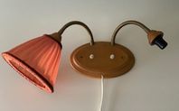 Dubbel vägglampa sänglampa teak