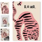 Poster med rosa tiger - ’Rawr’ 