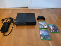 Xbox One 500gb med en kontroll och tre spel