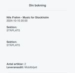 2 biljetter till Nils Frahm Stockholm 