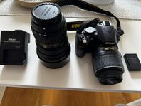 Nikon D3100 med extra utrustning 