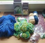 Yarn, felting needles, buttons etc