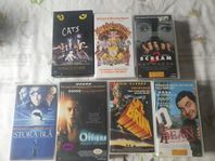 7 filmer på VHS, Mr Bean, Cats-musikal m.fl.