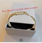 äkta 18k guld med sötvattenspärlor armband 