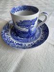 Spode Italian Blue, 7st kaffekopp 9 cl med fat