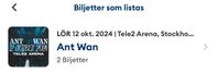 Ant Wan 12 oktober Tele2 konsertbiljetter