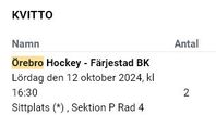 2 biljetter - Örebro Hockey - Färjestad BK 12 oktober 2024