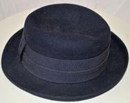 Retro vintage mörk blå dam hatt i 100 % ull från Italien