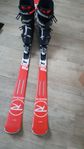 Skis, boots, poles, helmet, goggles - whole set