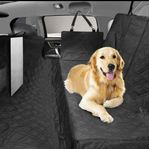 Dog car seat cover with side flaps, windows and pockets