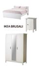 Ikea Brusali Paket Säng 180cm + Garderob + sängbord