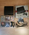 PS3 slim med 5 Spel