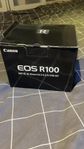 Canon eos r100 med tillbehör 256gb extra minneskort, tripod