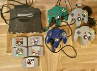 Nintendo 64 med spel.