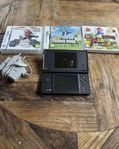 Nintendo DS + Laddare och 3 spel