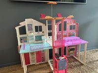 BARBIE - hus, husbil, bil, dockor m tillbehör