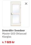 Swedoor innerdörr Master G03 90x210